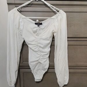 Off White Long Sleeve Ruched Top